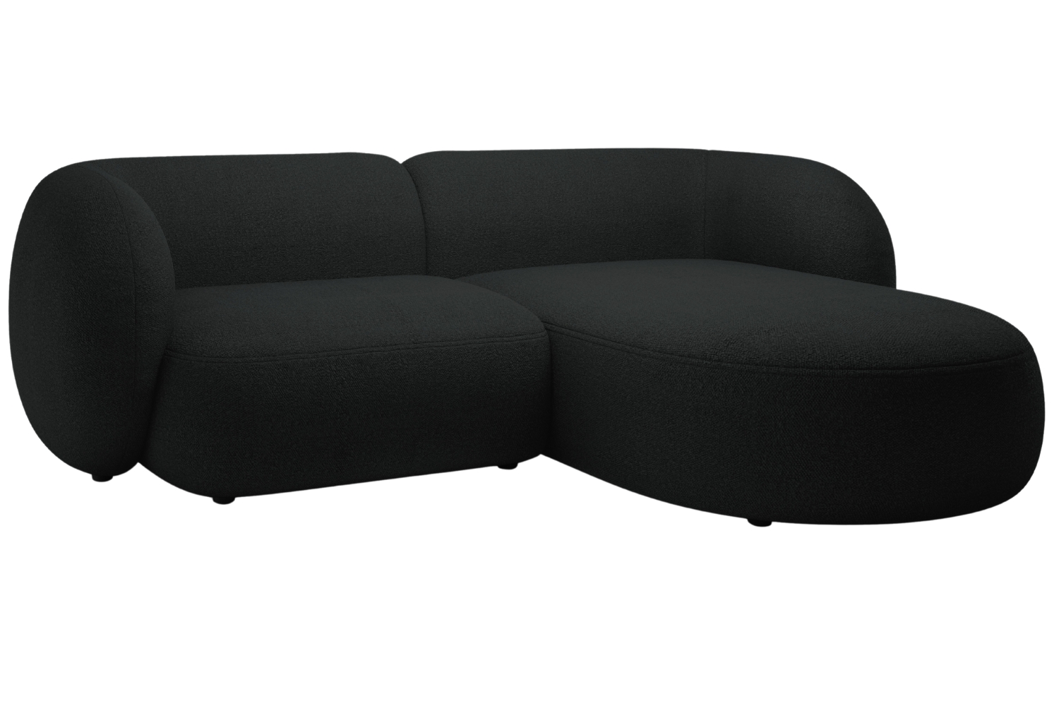 Micadoni Černá bouclé rohová pohovka Kate 255 cm