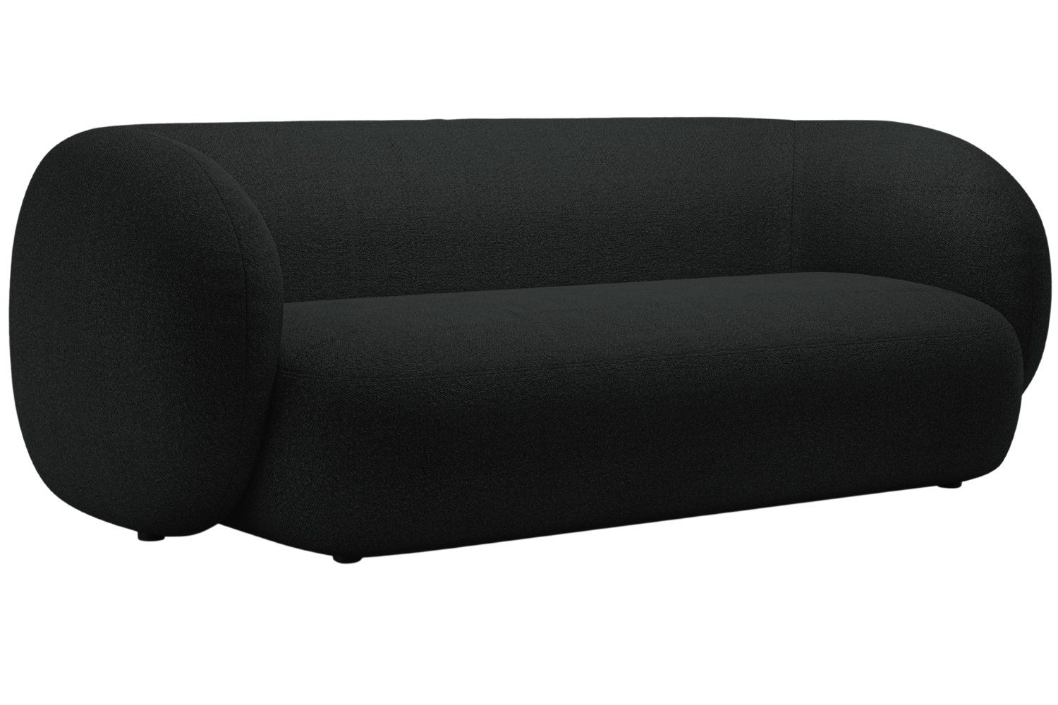 Micadoni Černá bouclé trojmístná pohovka Kate 213 cm