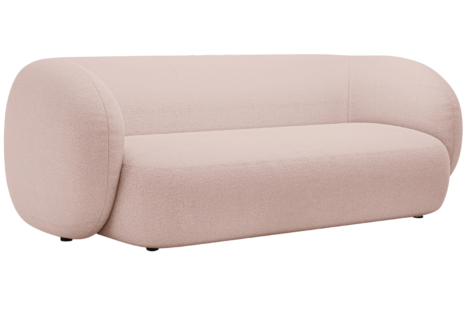 Micadoni Světle růžová bouclé trojmístná pohovka Kate 213 cm
