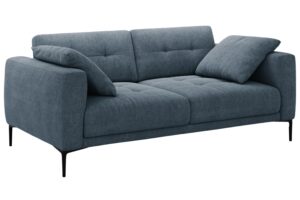 Micadoni Tmavě modr&aacute; čalouněn&aacute; trojm&iacute;stn&aacute; pohovka Bemy 200 cm