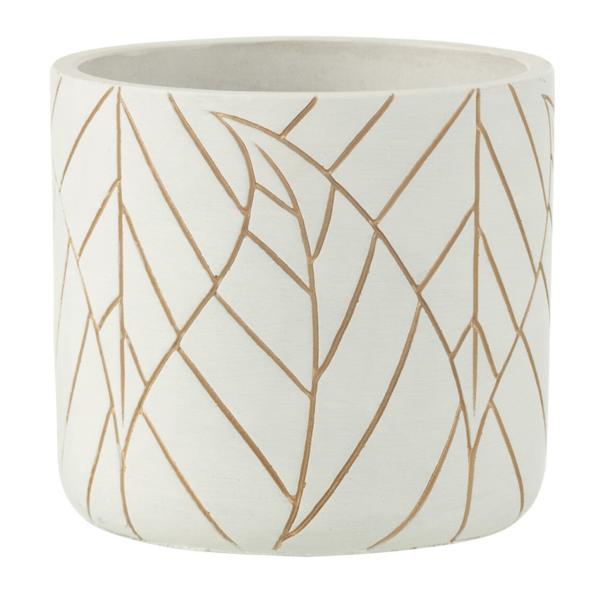 Bílo-zlatý keramický květináč J-line Ledio 14 cm