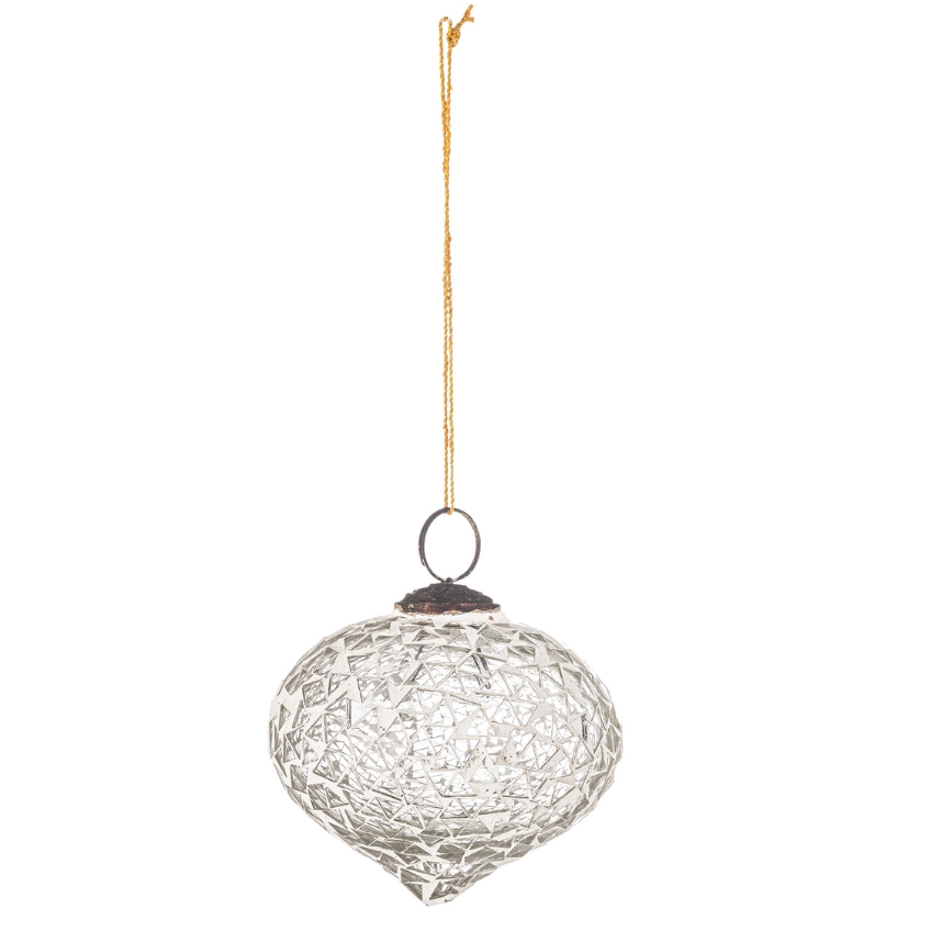 Bloomingville Bílá skleněná vánoční ozdoba Nadine 7