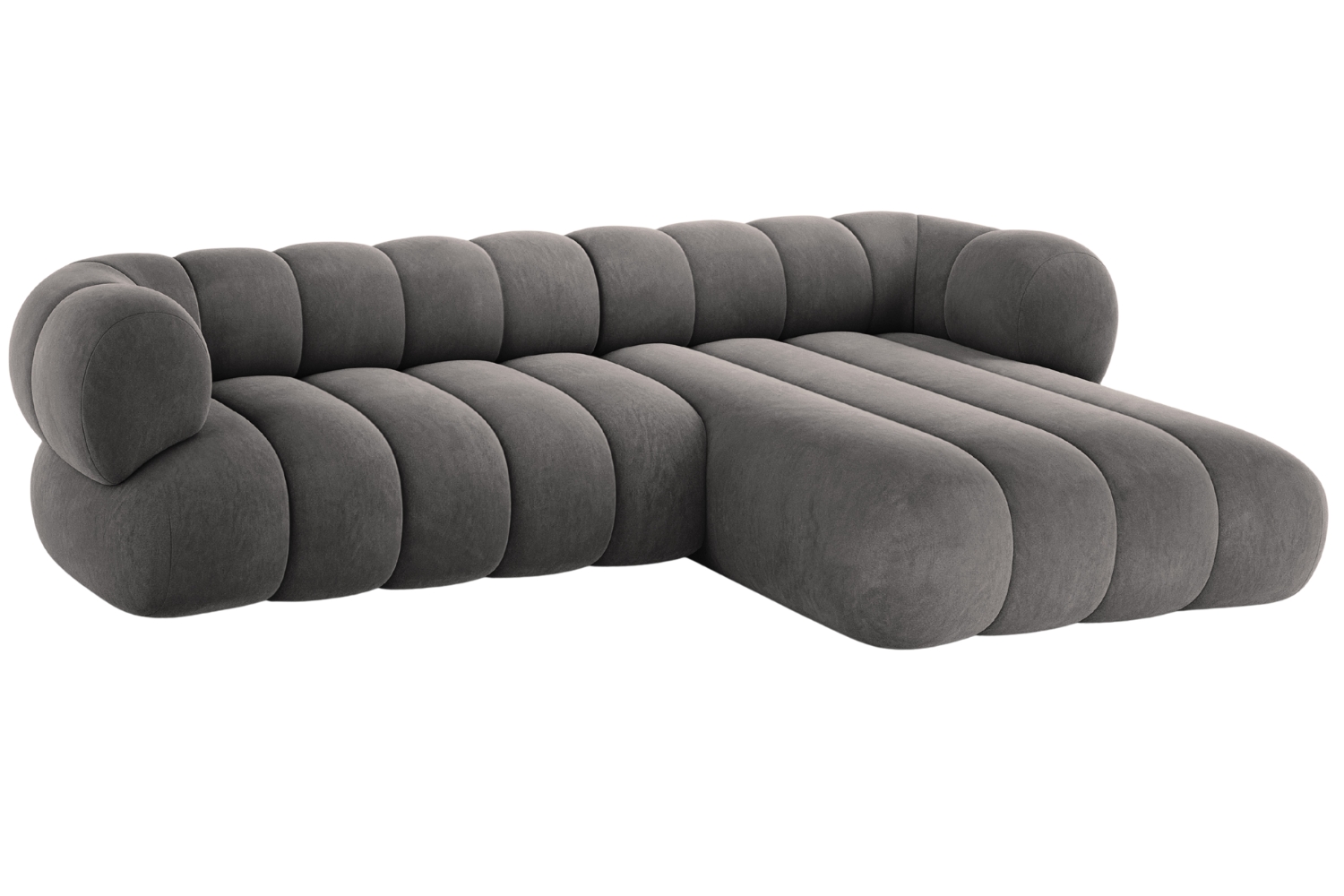 Cosmopolitan Design Šedá sametová rohová pohovka Koge 270 cm