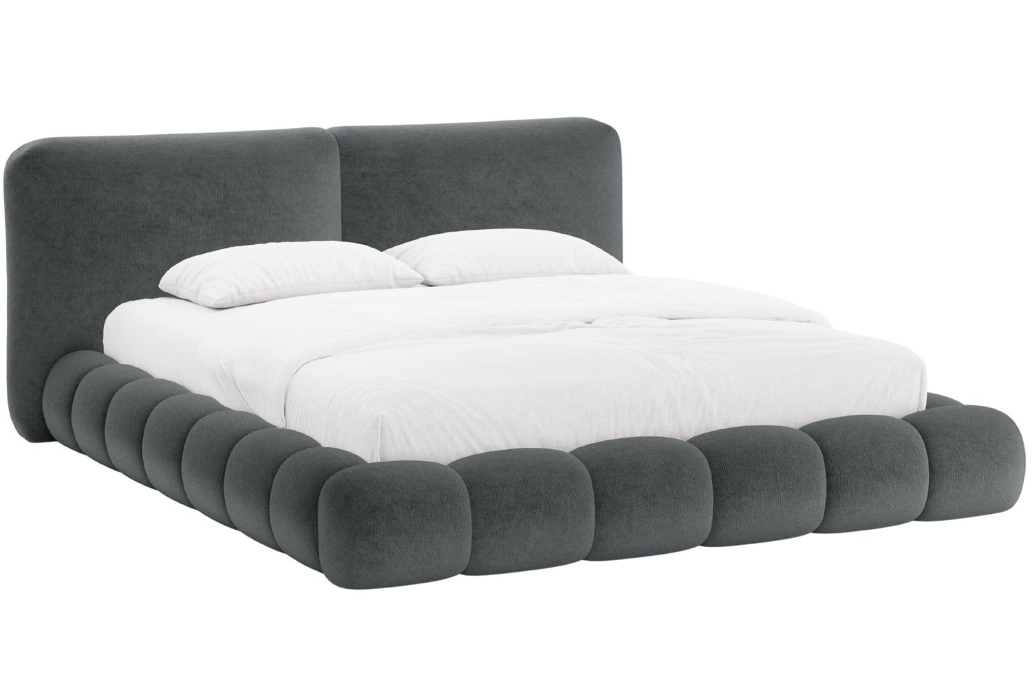 Micadoni Tmavě šedá žinylková dvoulůžková postel Solange 180 x 200 cm