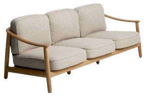 Kave Home Dřevěn&aacute; zahradn&iacute; trojm&iacute;stn&aacute; pohovka Elunda 215 cm s v&yacute;pletem