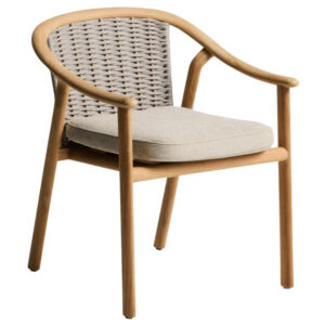 Kave Home Dřevěn&aacute; zahradn&iacute; židle Elunda s v&yacute;pletem